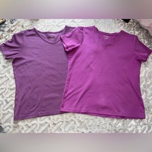 L.L. Bean two Women's Short Sleeve Tees in Purple Shades